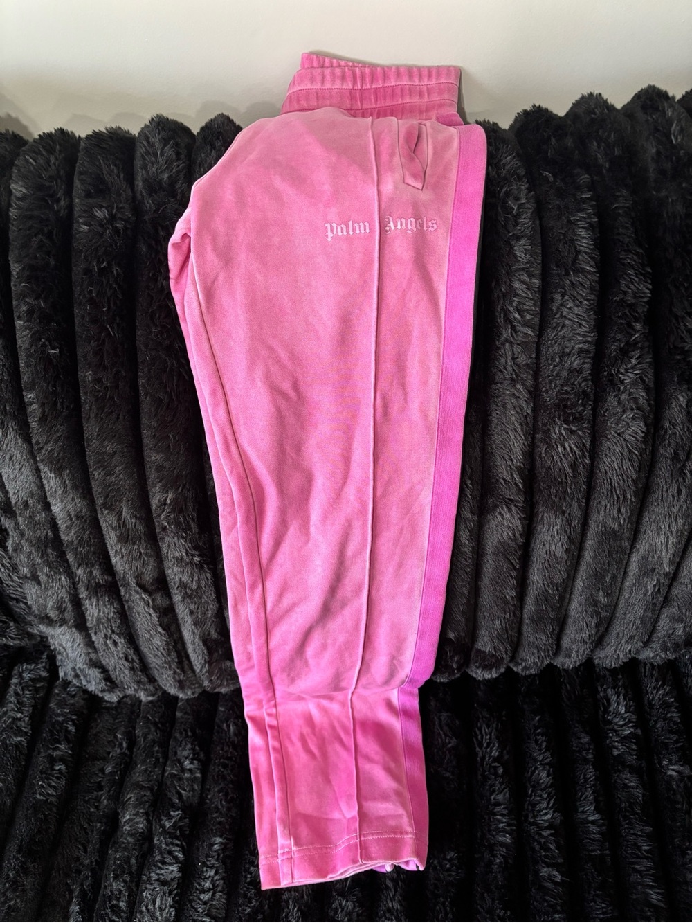 Palm Angels Pink Velour Joggers with Contrast Stripe - Picture 2 of 5